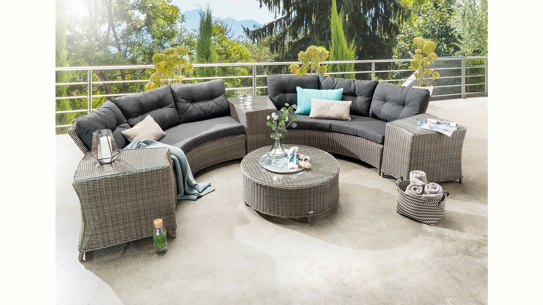 Destiny Loungegruppe Rio Round Vintage Grau Rundlounge Loungeset
